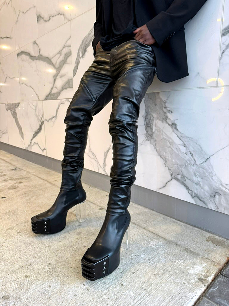 Wax Denim Tapered Jeans