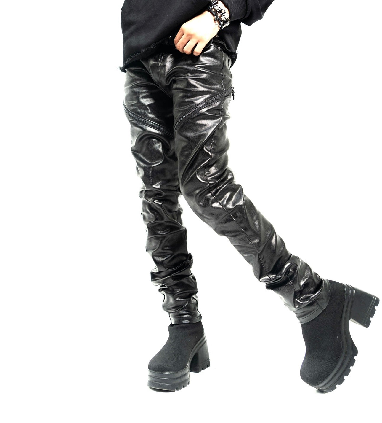 Wax Denim Tapered Jeans