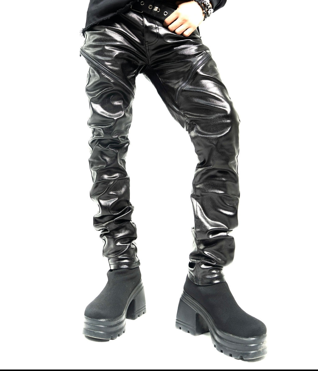 Wax Denim Tapered Jeans